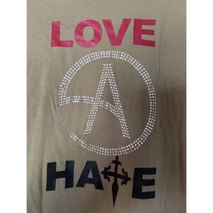 Criss Angel‎ MINDFREAK t shirt olive w/ rhinestone crystals Love Hate Sz XL